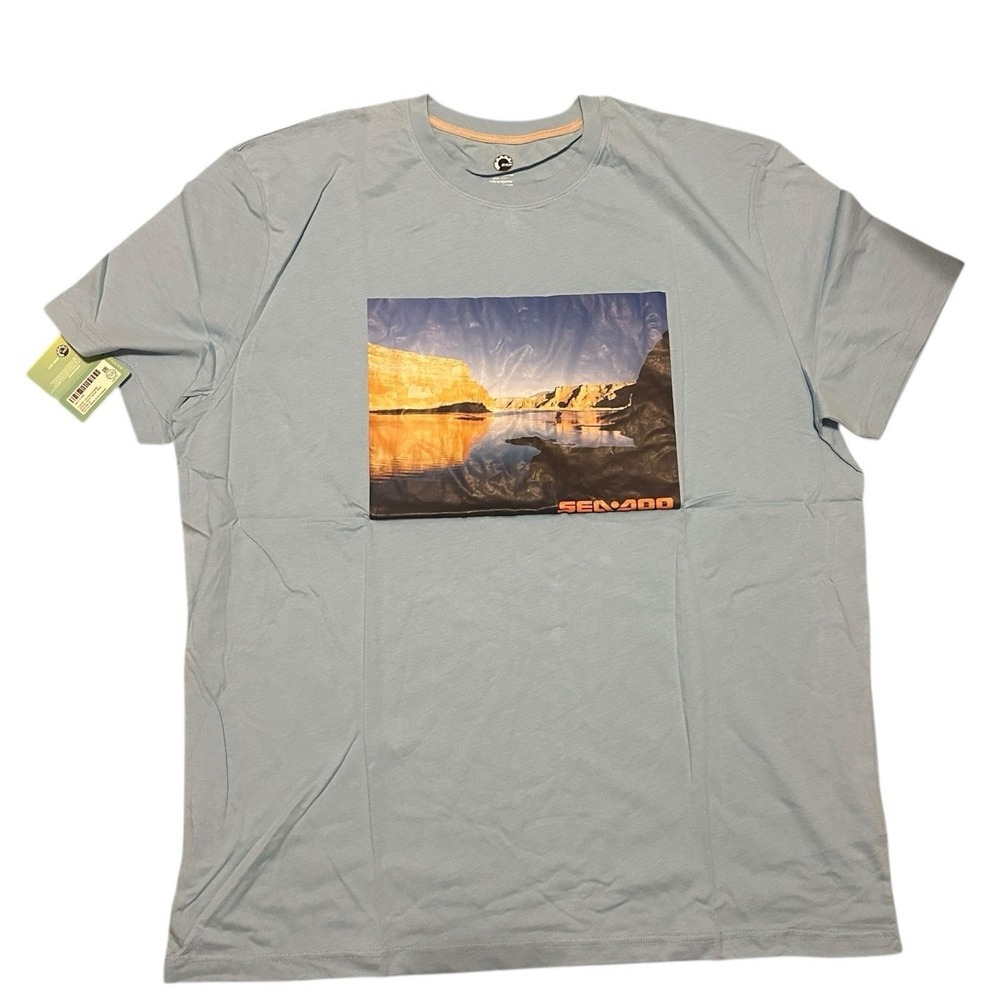 Sea-Doo Ocean‎ View Blue Graphic T Shirt Men's 2XL Short Sleeve Cotton Crew Neck